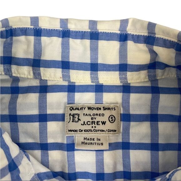 J.Crew Button Down Woven Shirt Men's Small Long Sleeve Blue White Check 34637 - Picture 9 of 10